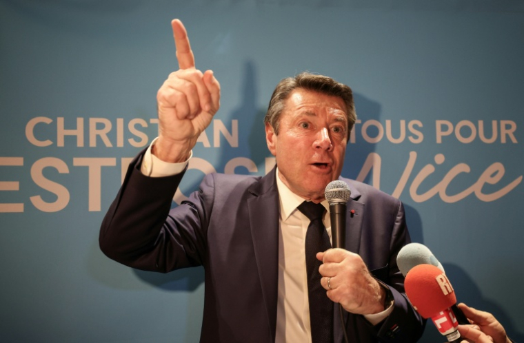 Le maire sortant de Nice Christian Estrosi le 15 mars 2026 à Nice ( AFP / Valery HACHE )