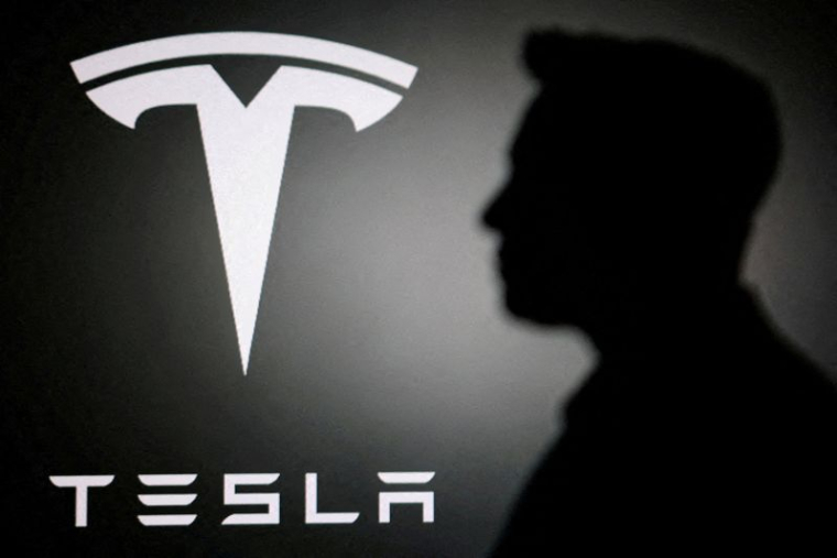 Illustration représentant la silhouette d'Elon Musk et le logo de Tesla