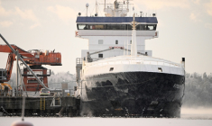 Le navire Fitburg au port de Kirkkonummi, en Finlande, le 1er Janvier 2026 ( Lehtikuva / Roni Rekomaa )