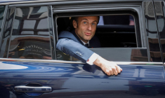 Emmanuel Macron, à Selestat, le 19 avril 2023 ( POOL / LUDOVIC MARIN )