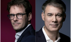 Photos prises le 20 mai 2025 du maire de Rouen Nicolas Mayer-Rossignol (gauche)  à Paris, et le 12 janvier 2023 du premier secrétaire du Parti socialiste (PS) sortant Olivier à Paris ( AFP / JOEL SAGET )