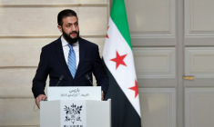 Le président syrien de transition Ahmad al-Chareh lors d'une visite à Paris le 7 mai 2025 ( POOL / Stephanie Lecocq )