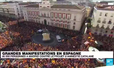 Espagne : d'immenses manifestations dans tout le pays pour dénoncer la future loi d'amnistie des indépendantistes catalans