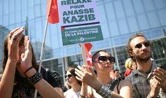 Manifestation demandant la relaxe d'Anasse Kazib à Paris le 18 juin 2025 ( AFP / Bertrand GUAY )