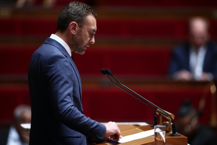 Julien Dive, député Les Républicains, intervient lors d'un débat à l'Assemblée nationale, à Paris, le 8 juillet 2025 ( AFP / Guillaume BAPTISTE )