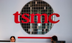 Le logo de TSMC affiché sur un mur à Hsinchu