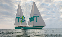 Une visualisation 3D d'un prototype de voilier-cargo de  l'entreprise TOWT et des chantiers Piriou de Concarneau (illustration) ( TOWT (Maritime transport Company / - )