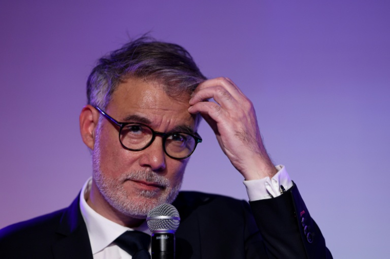 Le premier secrétaire du PS Olivier Faure, lors d'un meeting du Front populaire 2027, à Paris, le 5 mai 2027 ( AFP / Xavier GALIANA )