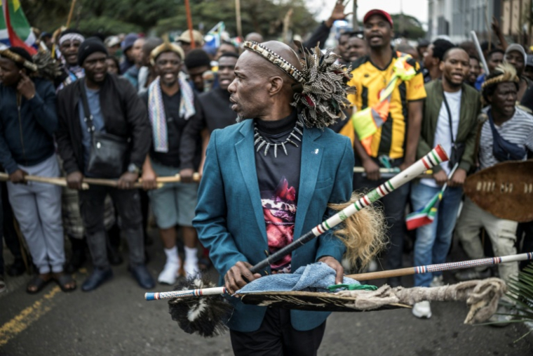 Manifestation du mouvement March and March pour le départ d'Afrique du Sud des étrangers en situation irrégulière, le 30 juin 2026 à Durban  ( AFP / MARCO LONGARI )