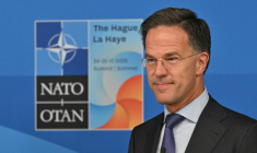 Le secrétaire général de l'Otan, Mark Rutte, à la Haye, le 24 juin 2025 ( AFP / NICOLAS TUCAT )
