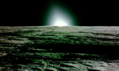 Photo, prise par Firefly Aerospace le 16 mars 2025 et publiée le 18 mars, montrant la surface lunaire et le coucher du soleil lors de la mission lunaire de l'atterrisseur Blue Ghost ( Firefly Aerospace / HANDOUT )