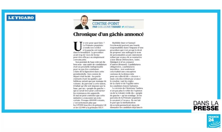 Primaire populaire de la gauche: "Un simple et prévisible gâchis"