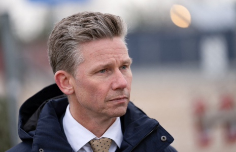 Le ministère suédois de la Défense, Pal Jonson, à Riga (Lettonie), le 7 février 2025 ( AFP / GINTS IVUSKANS )