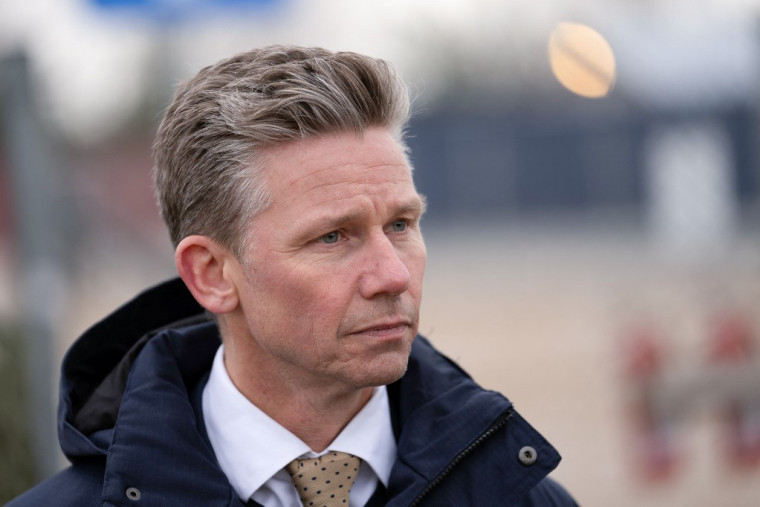 Le ministère suédois de la Défense, Pal Jonson, à Riga (Lettonie), le 7 février 2025 ( AFP / GINTS IVUSKANS )