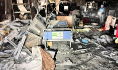 Vue des décombres à l'intérieur de l'hôpital Al Chifa