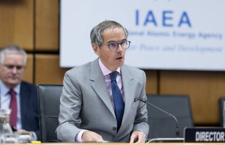 Rafael Grossi à Vienne, en Autriche, le 11 avril 2024. ( AFP / JOE KLAMAR )