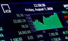 Un écran affiche les échanges de l'indice S&P 500 après l'ouverture de la Bourse de New York (NYSE) à New York.