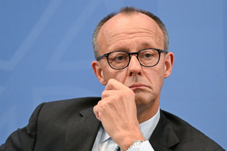 Le chancelier allemand Friedrich Merz lors d'une conférence de presse à Berlin, le 3 septembre 2025 ( AFP / RALF HIRSCHBERGER )