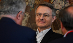 Dominique Schelcher, directeur général de Système U, à Paris le 26 septembre 2023. ( AFP / STEFANO RELLANDINI )