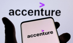 FILE PHOTO: Illustration shows a smartphone with displayed Accenture PLC logo