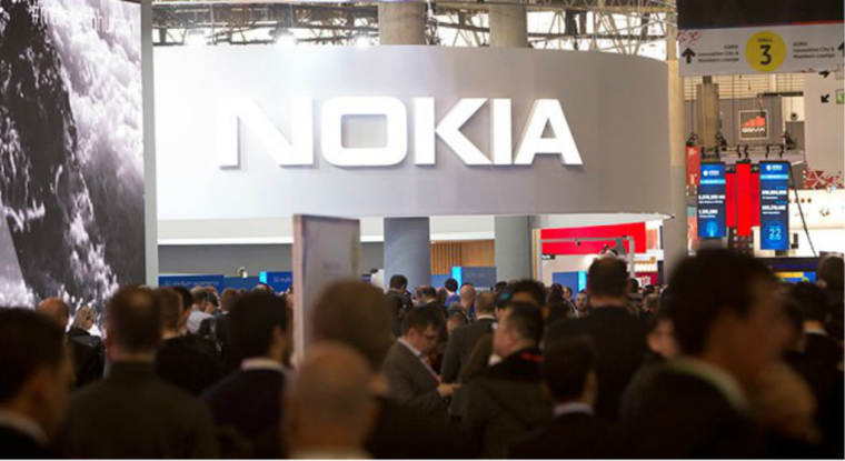 Stand de l'équipementier télécoms finlandais Nokia au Mobile World Congress de Barcelone. (© Nokia)