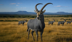 Représentation artistique de l'antilope africaine éteinte appelée "Bluebuck"