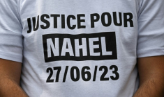 La chambre de l'instruction de la cour d'appel de Versailles se penchera jeudi matin sur l'appel formé par la défense du policier renvoyé en cour d'assises pour le meurtre de Nahel Merzouk, le 27 juin 2023 à Nanterre ( AFP / Bertrand GUAY )