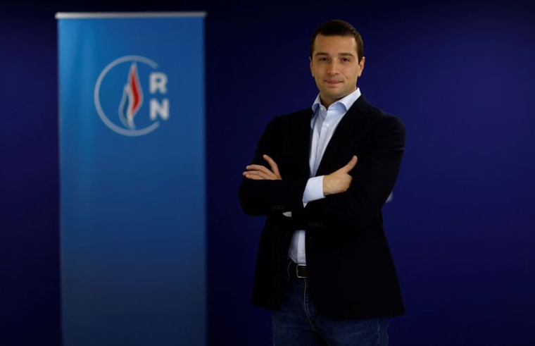 Le candidat à la présidence du Rassemblement national Jordan Bardella