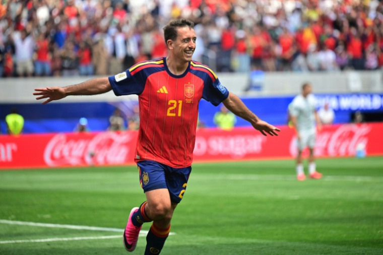 L'attaquant espagnol Mikel Oyarzabal auteur d'un doublé contre l'Autriche en seizième de finale du Mondial-2026, le 2 juillet 2026 à Los Angeles ( AFP / Frederic J. Brown )