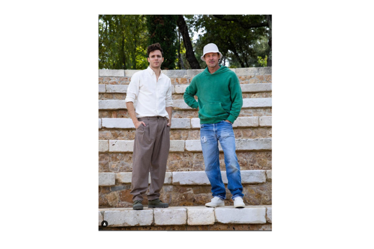 Damien Quintard & Brad Pitt (Capture Instagram @miravalstudios - picture by @hlenie)