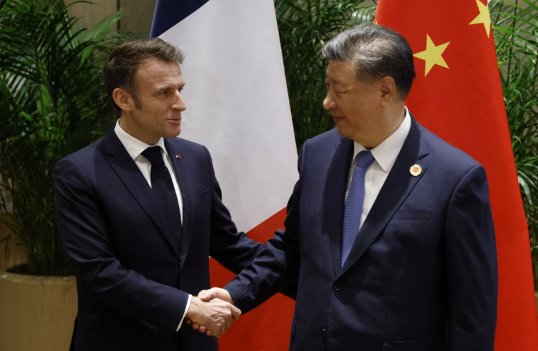 Emmanuel Macron et Xi Jinping, à Rio de Janeiro, le 19 novembre 2024 ( AFP / LUDOVIC MARIN )