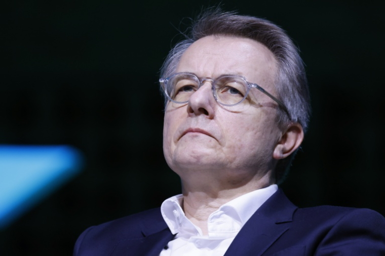 Le PDG de Coopérative U, Dominique Schelcher à Boulogne-Billancourt, dans les Hauts-de-Seine le 25 mars 2025 ( AFP / Ludovic MARIN )