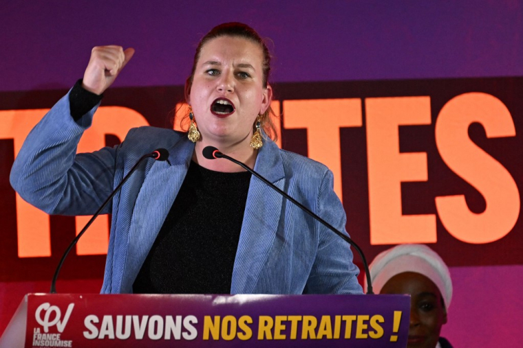 Mathilde Panot à Chevilly-Larue, le 15 mars 2023. ( AFP / EMMANUEL DUNAND )
