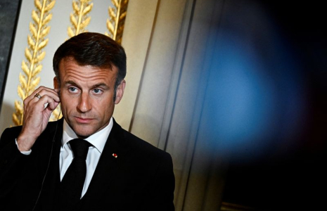 Emmanuel Macron lors d'une conférence de presse à l'Elysée à Paris