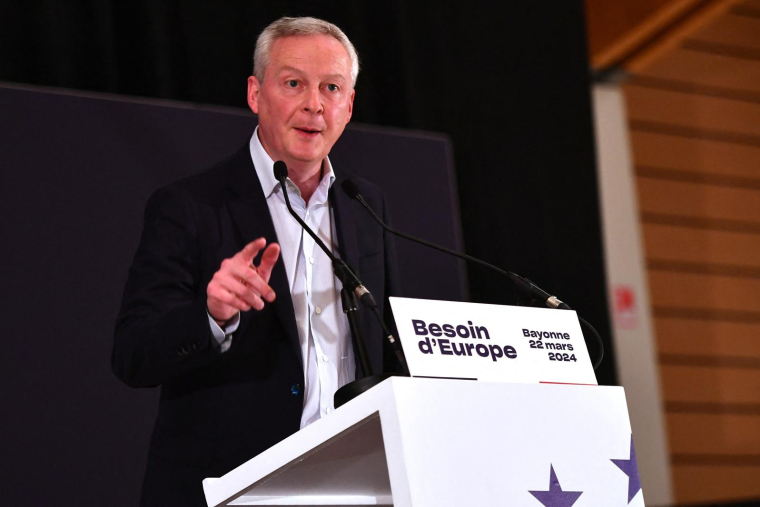 Bruno Le Maire à Bayonne, le 22 mars 2024. ( AFP / GAIZKA IROZ )