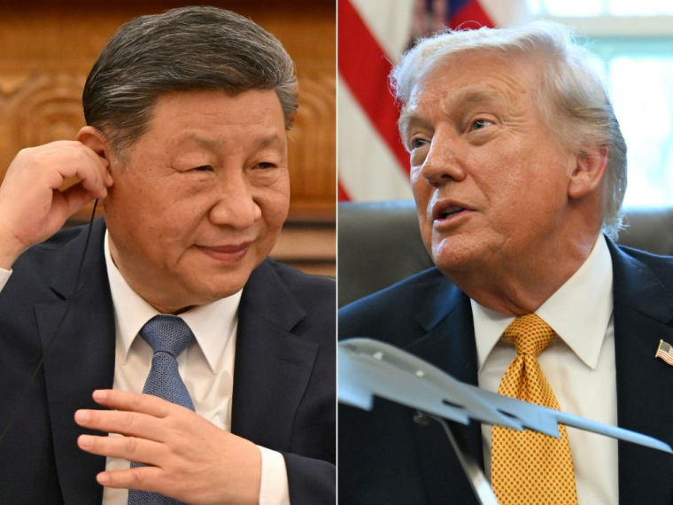 Le président chinois Xi Jinping et le président américain Donald Trump. ( AFP / ADEK BERRY )