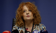 Laure Beccuau le 3 mai 2025, à Paris ( AFP / Ian LANGSDON )