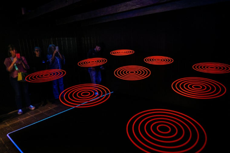 Des visiteurs découvrent l'exposition "Continuum" de l'artiste vénézuélien Elias Crespin à la galerie d'art Hacienda La Trinidad à Caracas, le 28 mai 2025 au Venezuela ( AFP / Federico PARRA )
