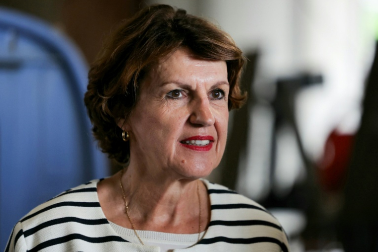 La ministre de l'Agriculture et de la Souveraineté alimentaire, Annie Genevard, assiste à une visite pour lutter contre les rodéos agricoles au Chemin du Genetet près de Condecourt, au nord de Paris, le 23 juillet 2025 ( AFP / Thomas SAMSON )