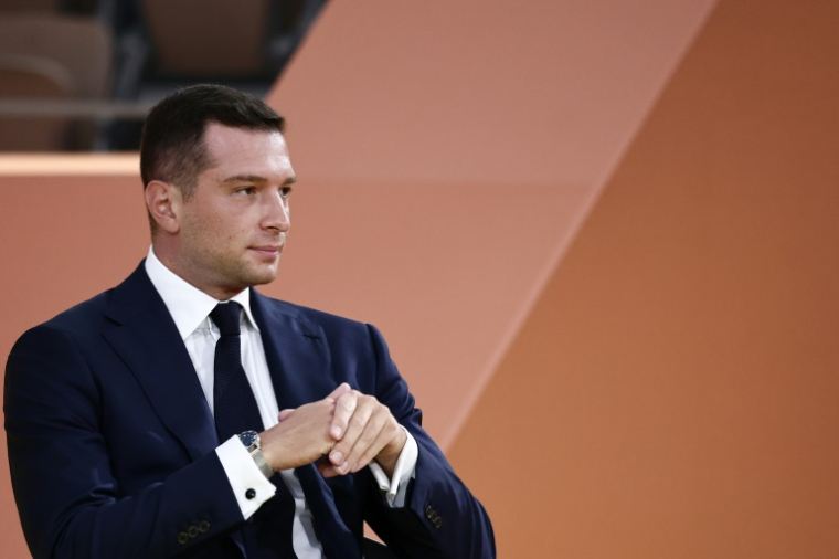 Le président du Rassemblement national Jordan Bardella, le 28 août 2025 à Paris ( AFP / Thibaud MORITZ )