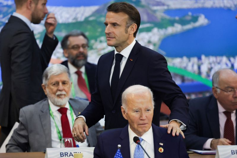 Le président français Emmanuel Macron et le président américain Joe Biden