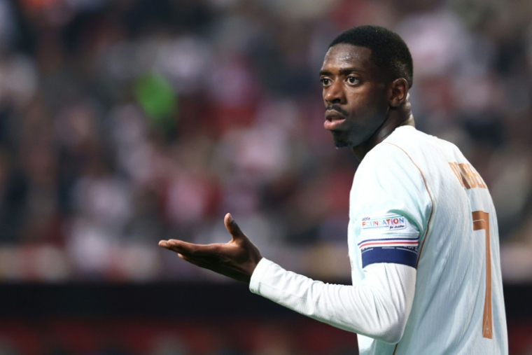 L'attaquant des Bleus Ousmane Dembélé lors d'un match de Ligue des nations en Turquie, le 25 septembre 2026 ( AFP / FRANCK FIFE )