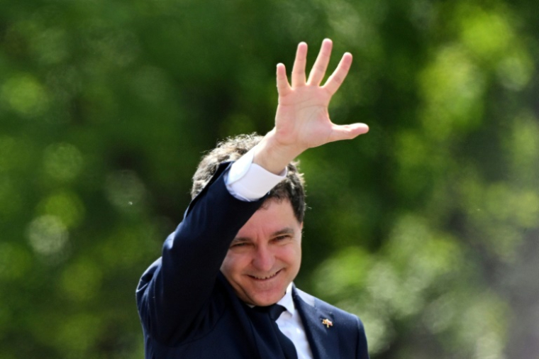 Le nouveau président roumain Nicusor Dan, le 25 mai 2025 à Varsovie, en Pologne ( AFP / Sergei GAPON )