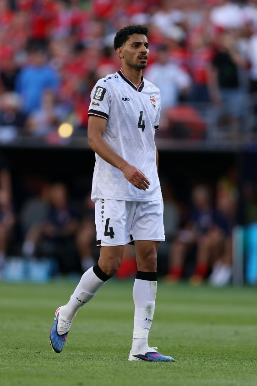 Zaid Tahseen, défenseur central de l'Irak, lors du match du groupe I du Mondial-2026 contre la Norvège, à Foxborough (Massachusetts), le 16 juin 2026 ( GETTY IMAGES NORTH AMERICA / Mattia Ozbot )