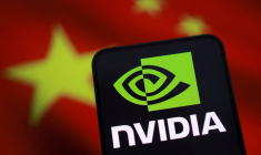 L'illustration montre le logo de Nvidia et le drapeau chinois