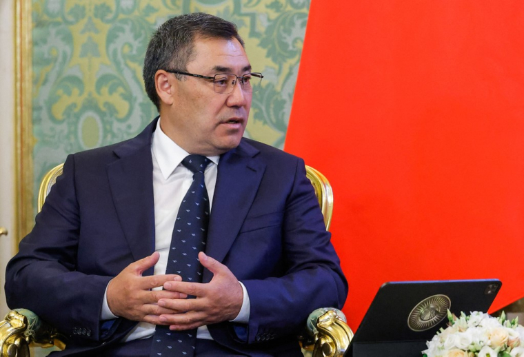 Le président du Kirghizstan Sadyr Japarov à Moscou le 2 juillet 2025. ( POOL / MAXIM SHEMETOV )