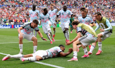 La joie des Belges après leur qualification pour les 8e de finale du Mondial contre le Sénégal, le 1er juillet 2026 à Seattle ( GETTY IMAGES NORTH AMERICA / ALEX GRIMM )
