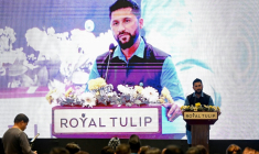 Rabi Lamichhane, fondateur du Rastriya Swatantra Party (RSP), à Katmandou le 18 mars 2026 ( AFP / Prakash MATHEMA )