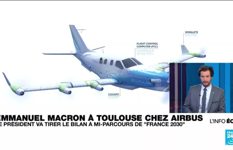 Emmanuel Macron chez Airbus à Toulouse pour faire le bilan de "France 2030" à mi-parcours