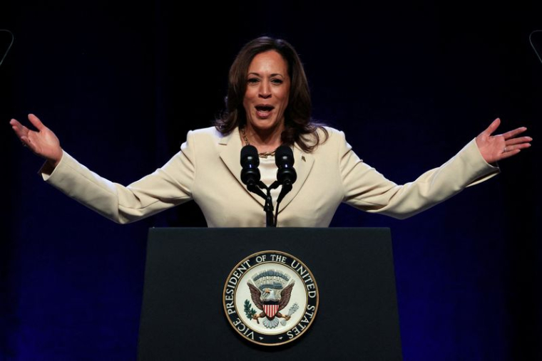 La vice-présidente des États-Unis, Kamala Harris, lors de la convention constitutionnelle de UNITE HERE à New York City